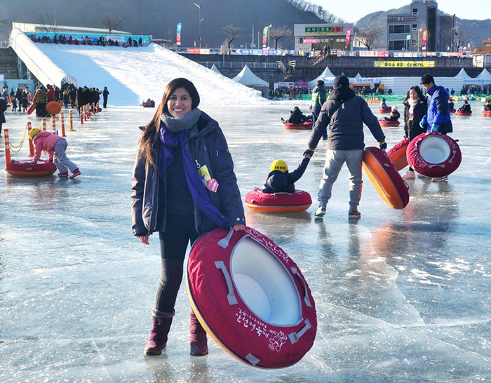 Tubing on the ice is fun for both kids and adults.
